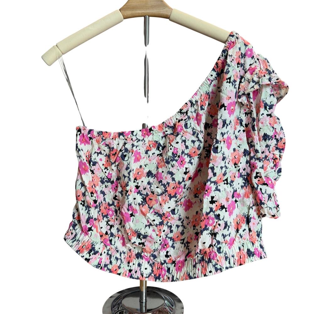 Universal Thread Women's Cream Floral Puff Short Sleeve Shirt - Size XXL - NWT